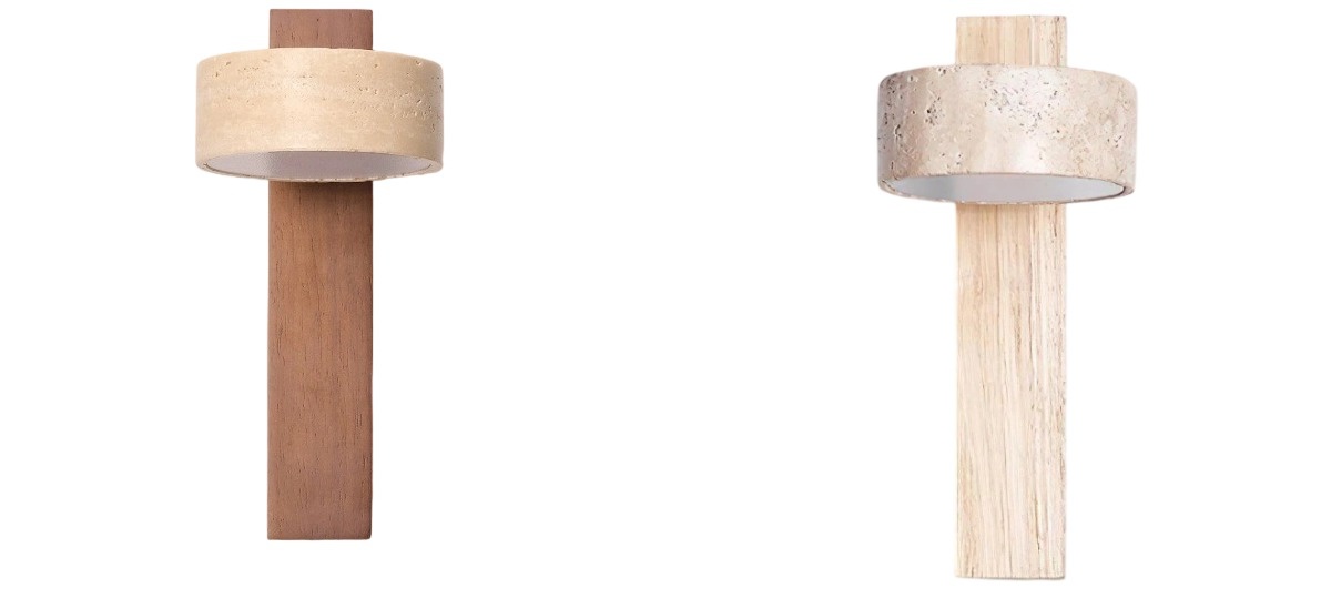 Exhibición de productos de la lámpara de pared de travertino