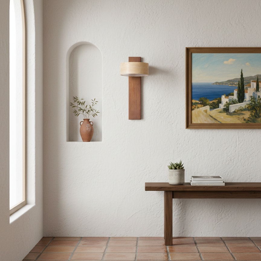 Escena de pared con mesa y aplique