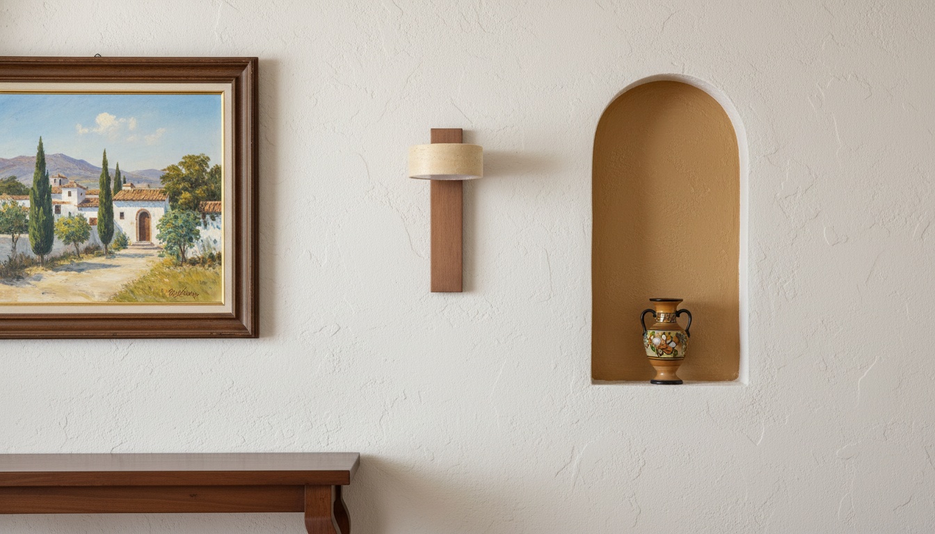 Lámpara de pared minimalista de travertino en una escena de pared