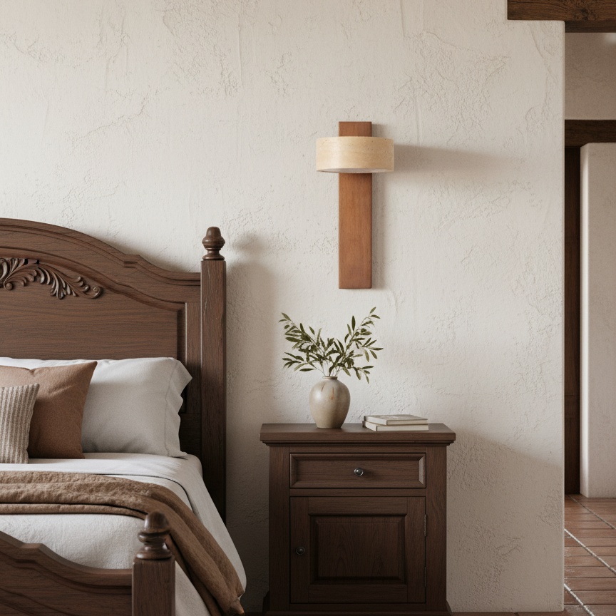 Escena de mesilla con aplique de pared