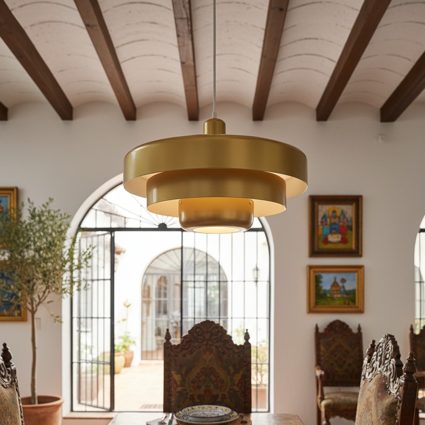 Triple Layer Disc Macaron Cake Pendant Lamp en interior
