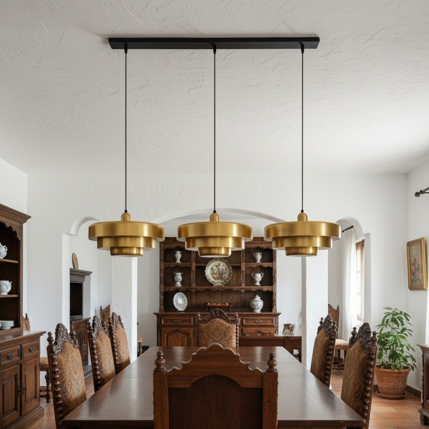 Triple Layer Disc Macaron Cake Pendant Lamp dorada