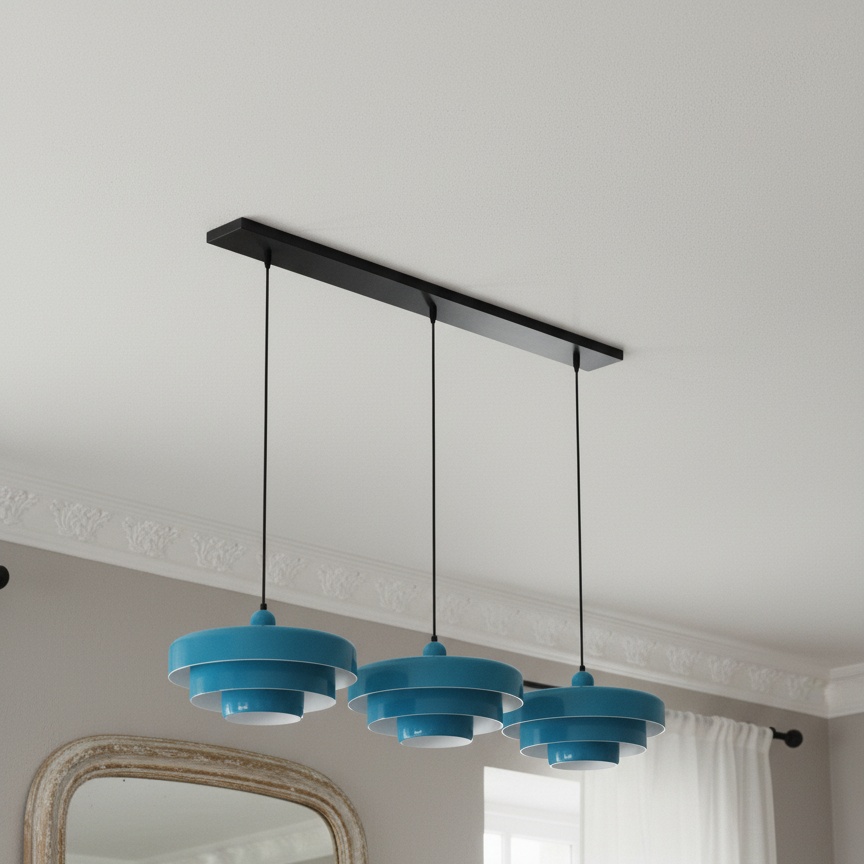 Triple Layer Disc Macaron Cake Pendant Lamp azul