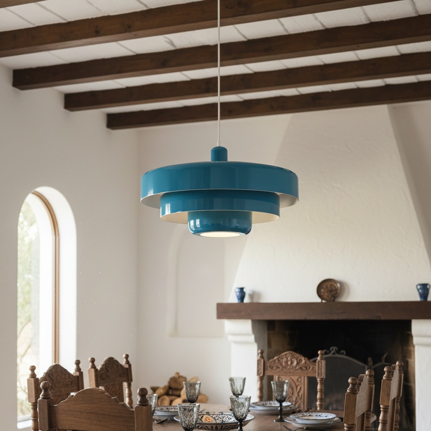 Triple Layer Disc Macaron Cake Pendant Lamp en comedor