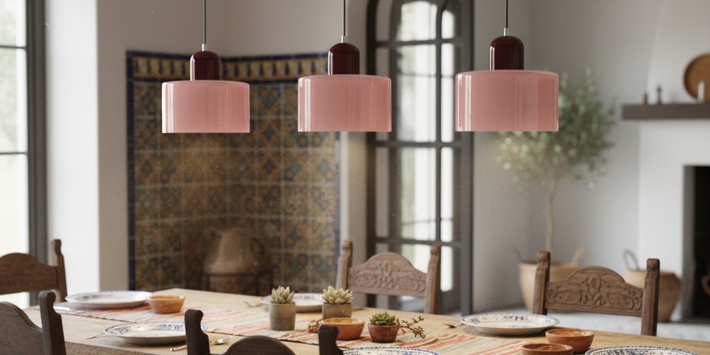 Lámpara colgante cilíndrica Morandi en comedor