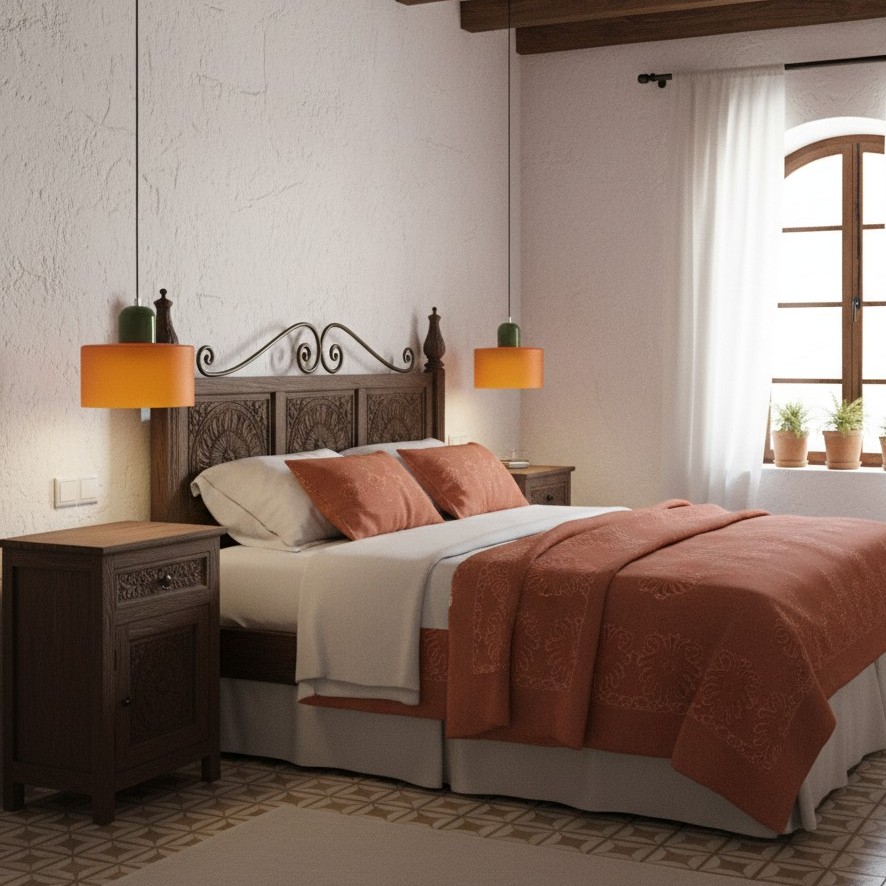 Lámpara Morandi en dormitorio