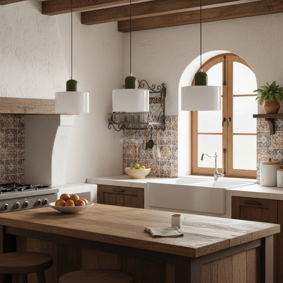 Lámparas Morandi blancas en cocina