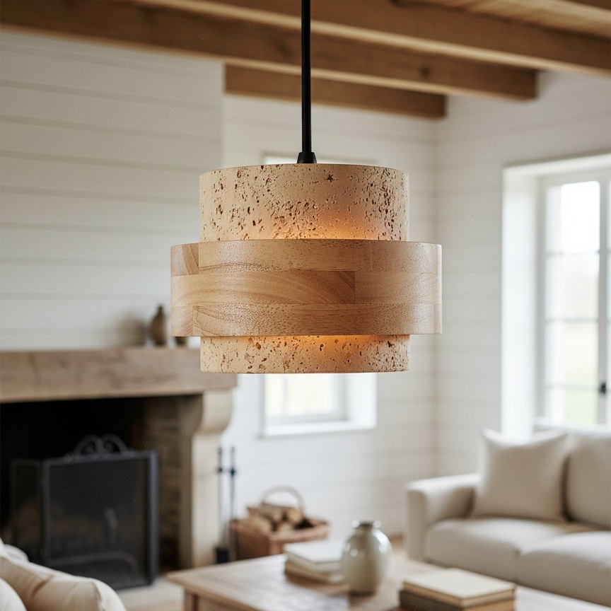 Lámpara de travertino en interior moderno