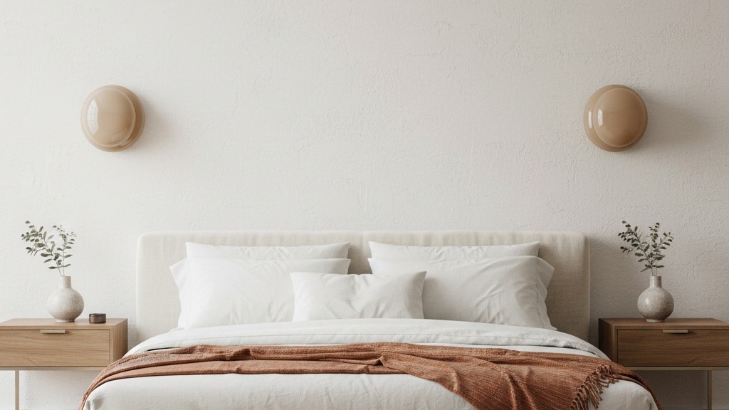 Dormitorio con lámparas de pared opalinas