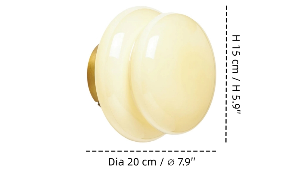 Medidas de la lámpara de pared de cristal opalino