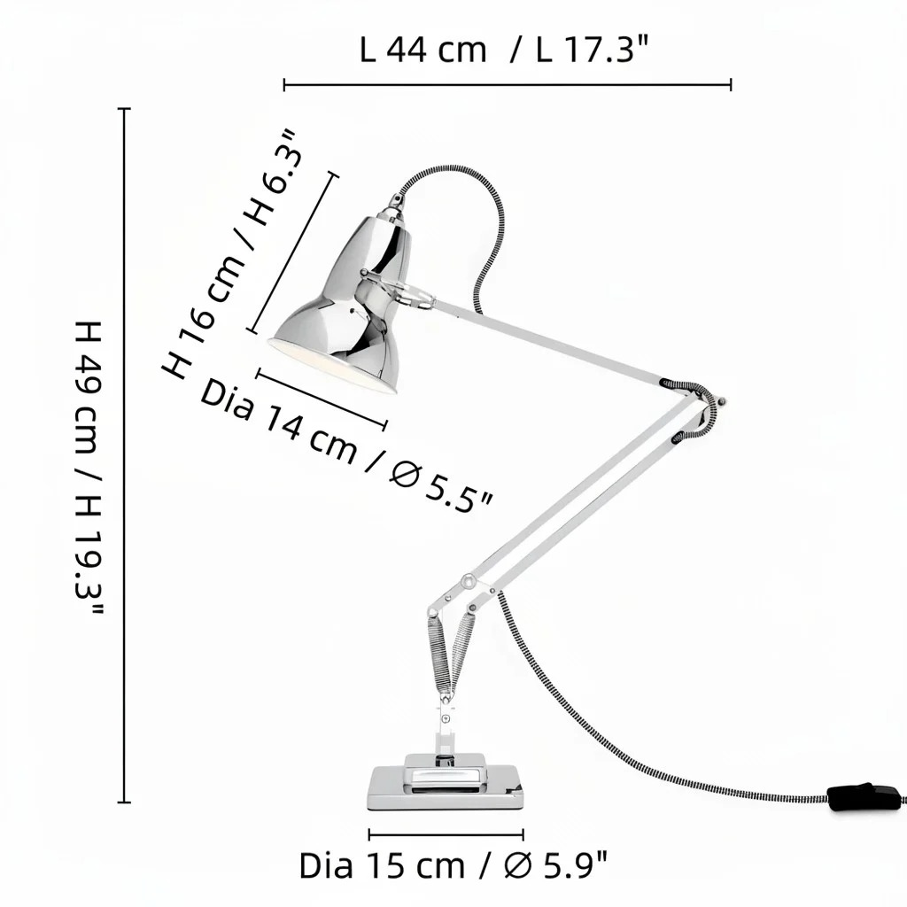 Diagrama de medidas de la lámpara Modryx