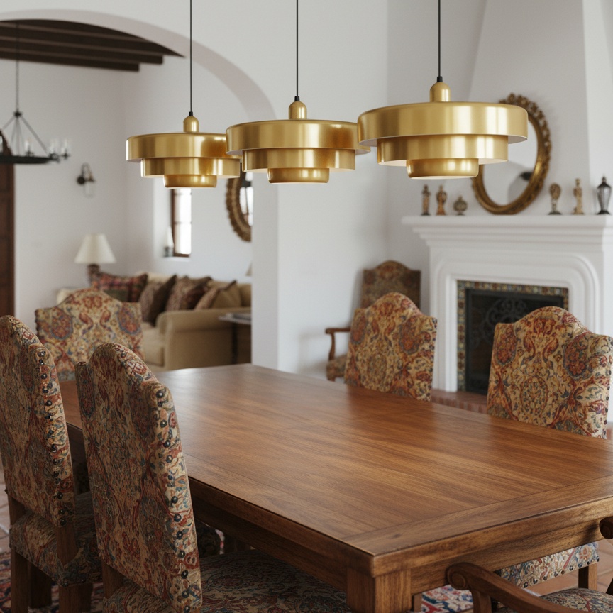 Triple Layer Disc Macaron Cake Pendant Lamp en comedor