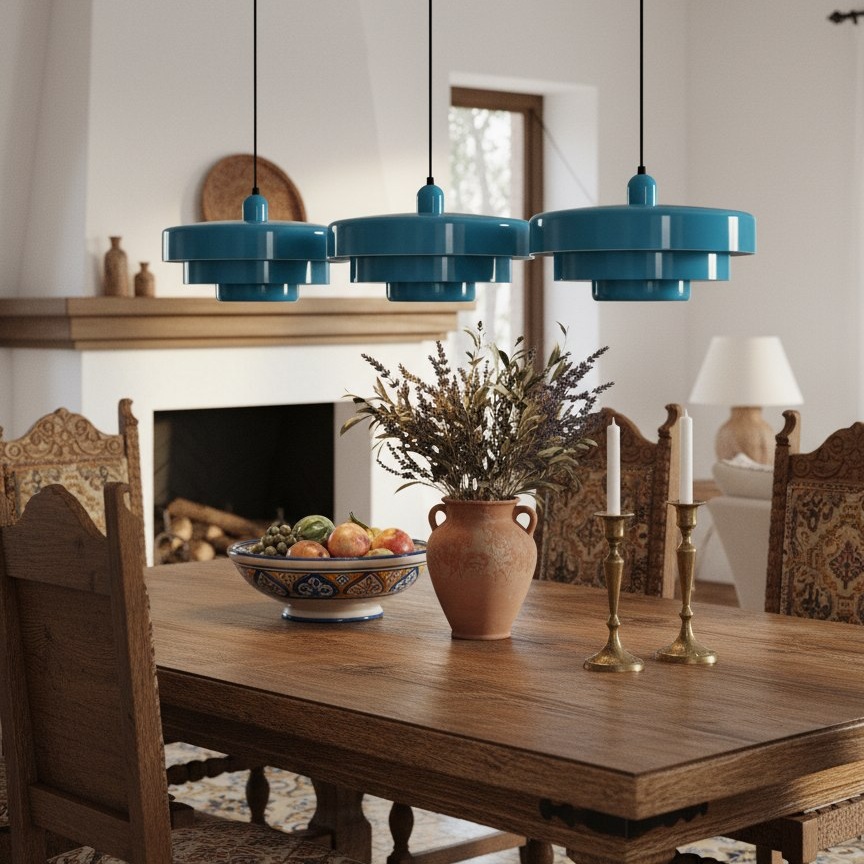 Triple Layer Disc Macaron Cake Pendant Lamp azul