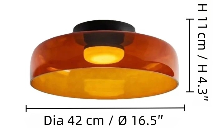 Medidas de la lámpara de techo de vidrio, diámetro 42 cm y alto 11 cm