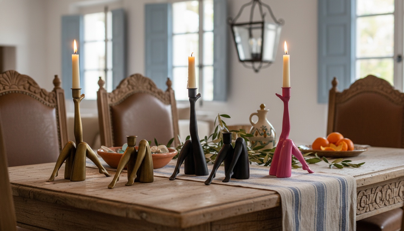 Candelabro Kickra Sexy Gold Legs en mesa decorada