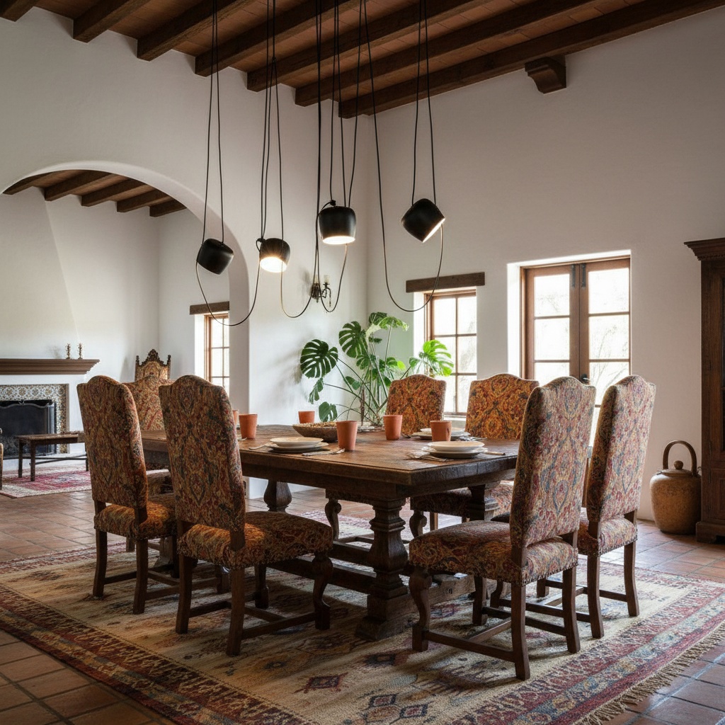 Lámpara colgante sobre comedor