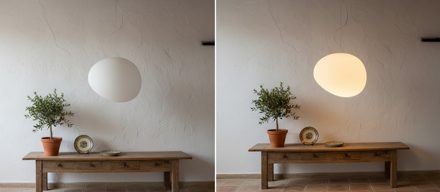 Comparación de interruptor de luz apagada y encendida
