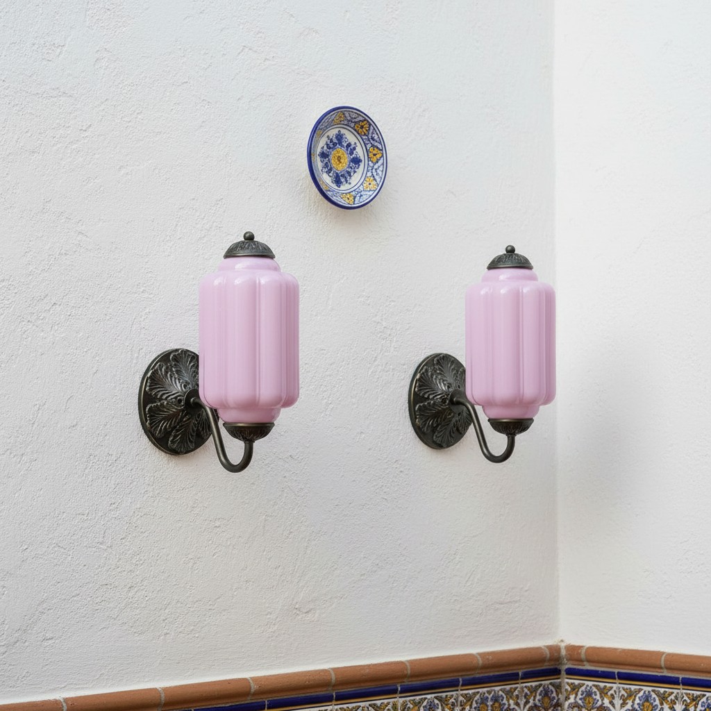 Estilo Eloise en pared con cristal rosa