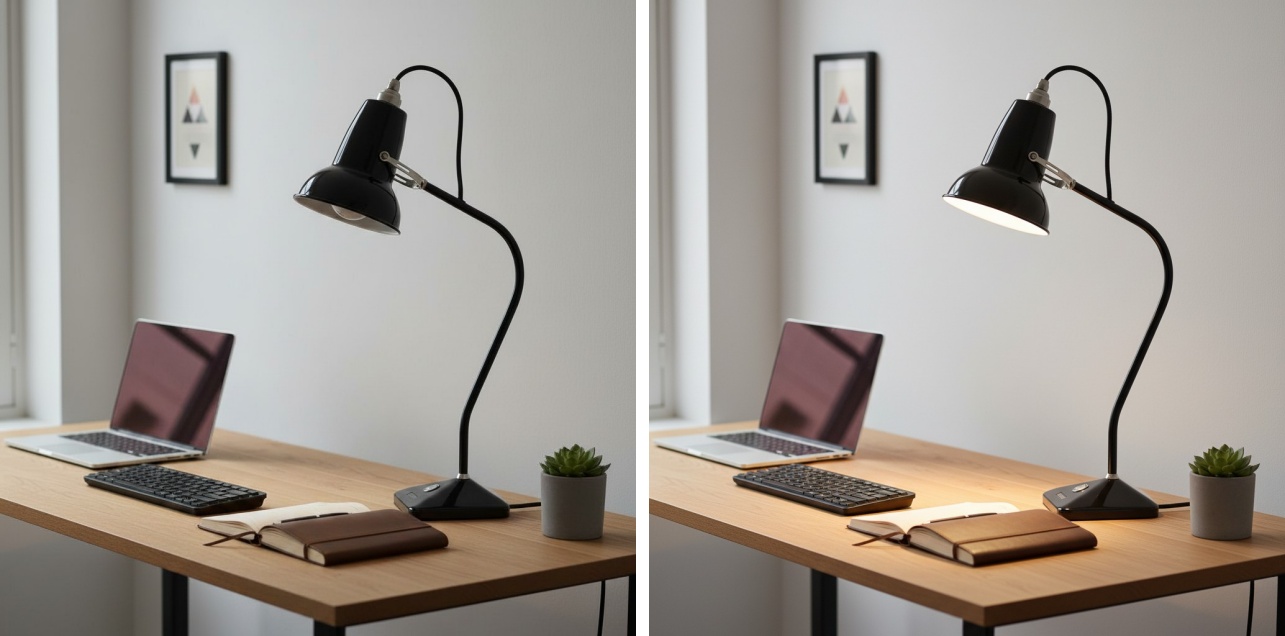 Comparación de iluminación de la lámpara Modryx