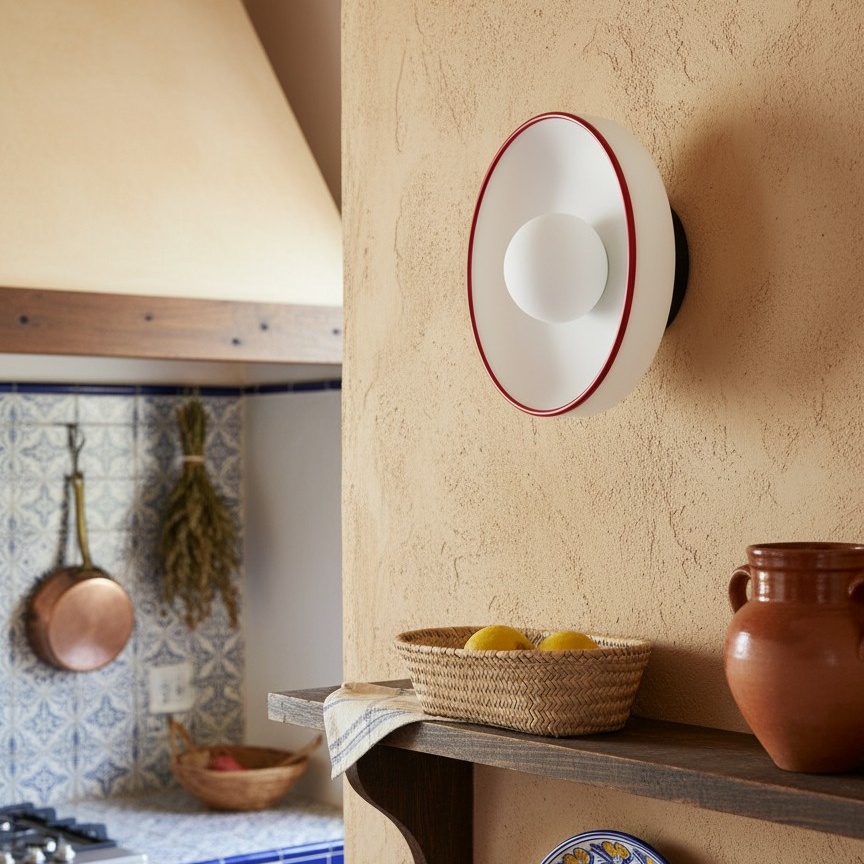 Kalo Disc con borde rojo en pared