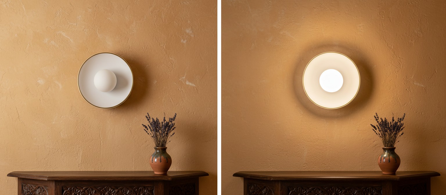 Comparación de iluminación de la lámpara Kalo Disc