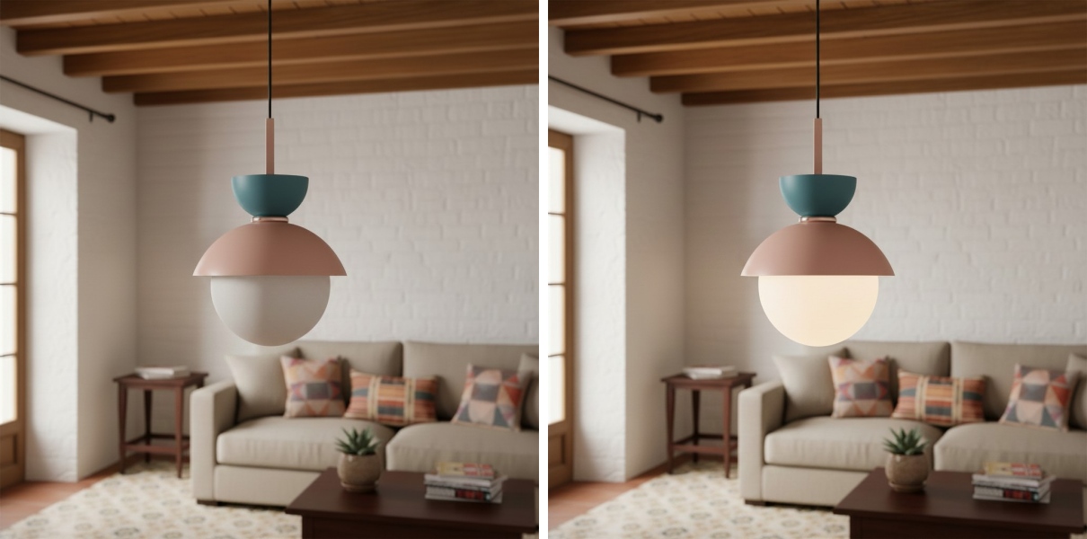 Comparación de iluminación de la lámpara colgante Frovela