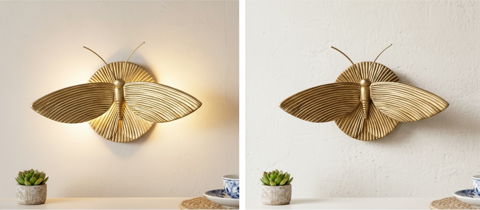 Comparación de iluminación del aplique Mothriel