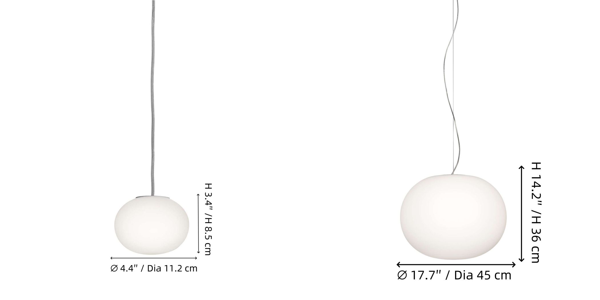 Parámetros y medidas del producto Globo Opal Globe