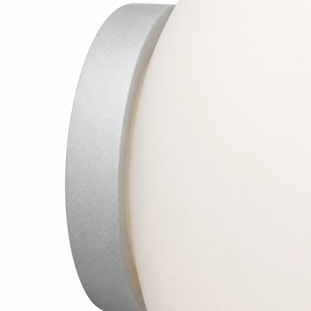 Detalle lateral de la lámpara globo con acabado minimalista