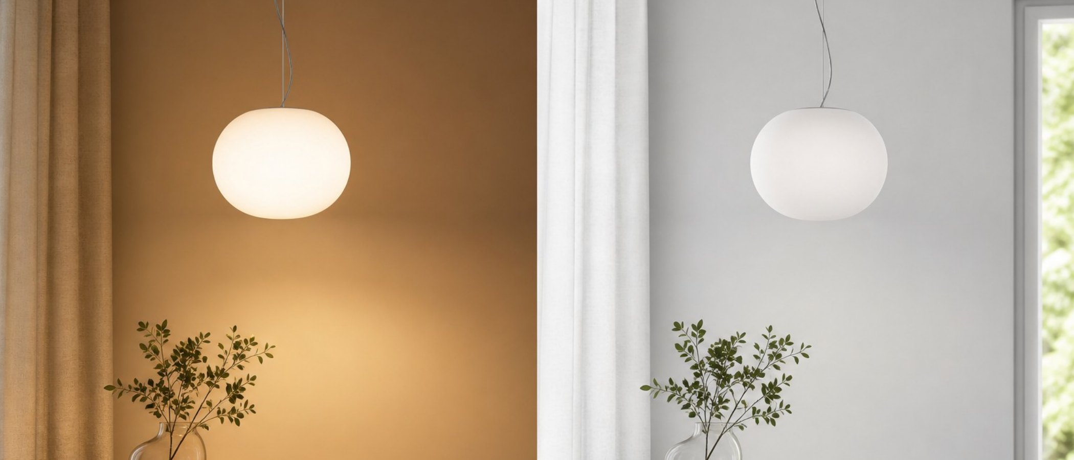 Comparación de iluminación de lámpara Globo Opal Globe