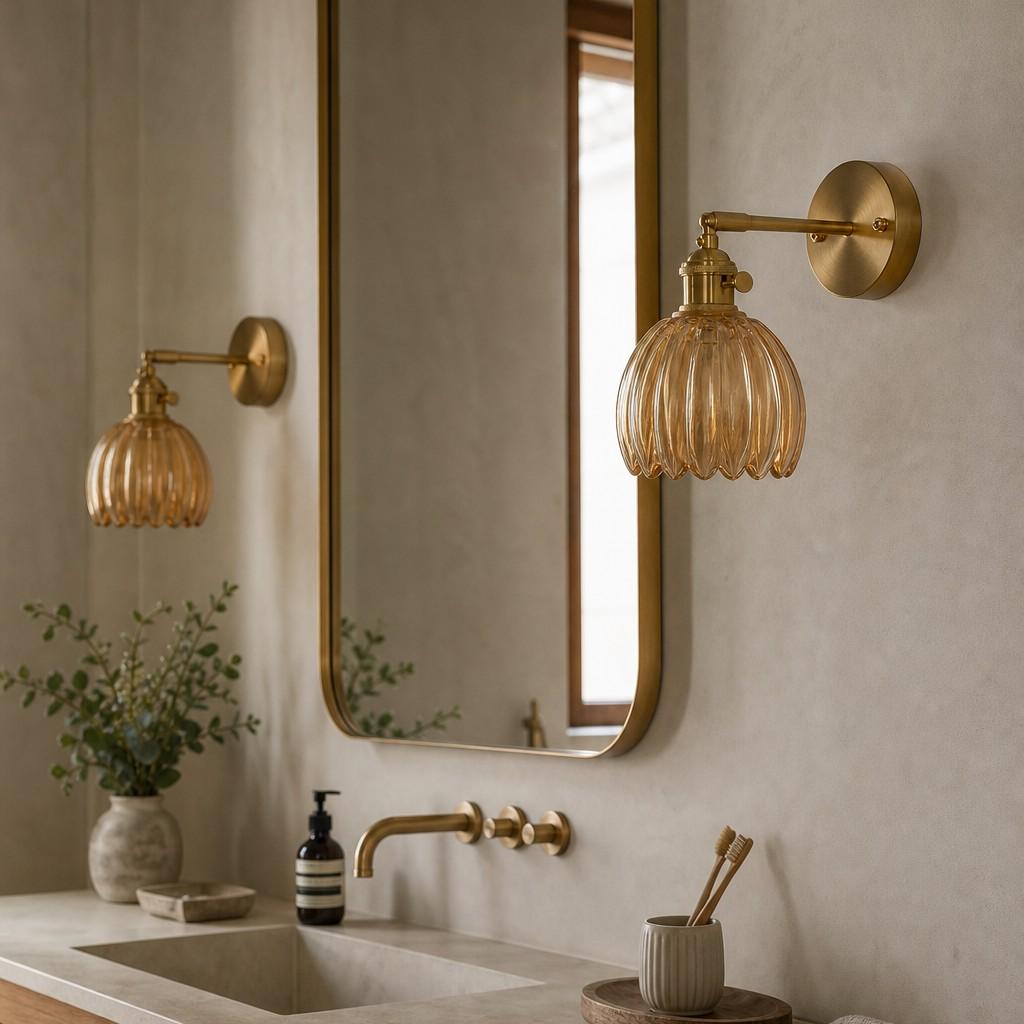 Estilo de baño con lámpara Blossix ámbar