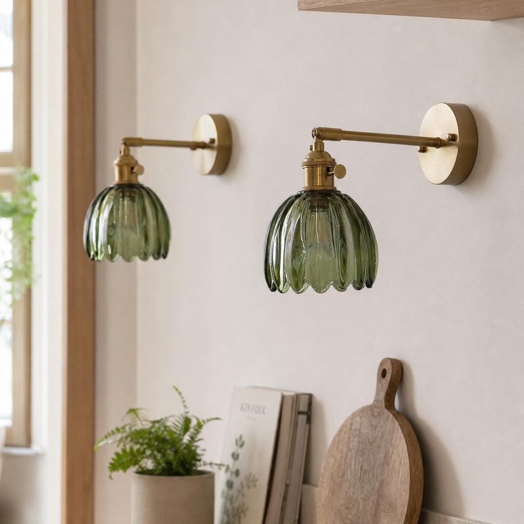 Estilo de pared con lámpara Blossix verde
