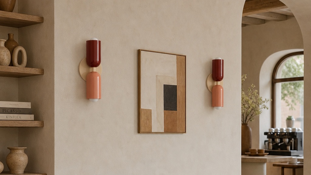 Lámpara de pared Morandi Up Down instalada junto a la pared