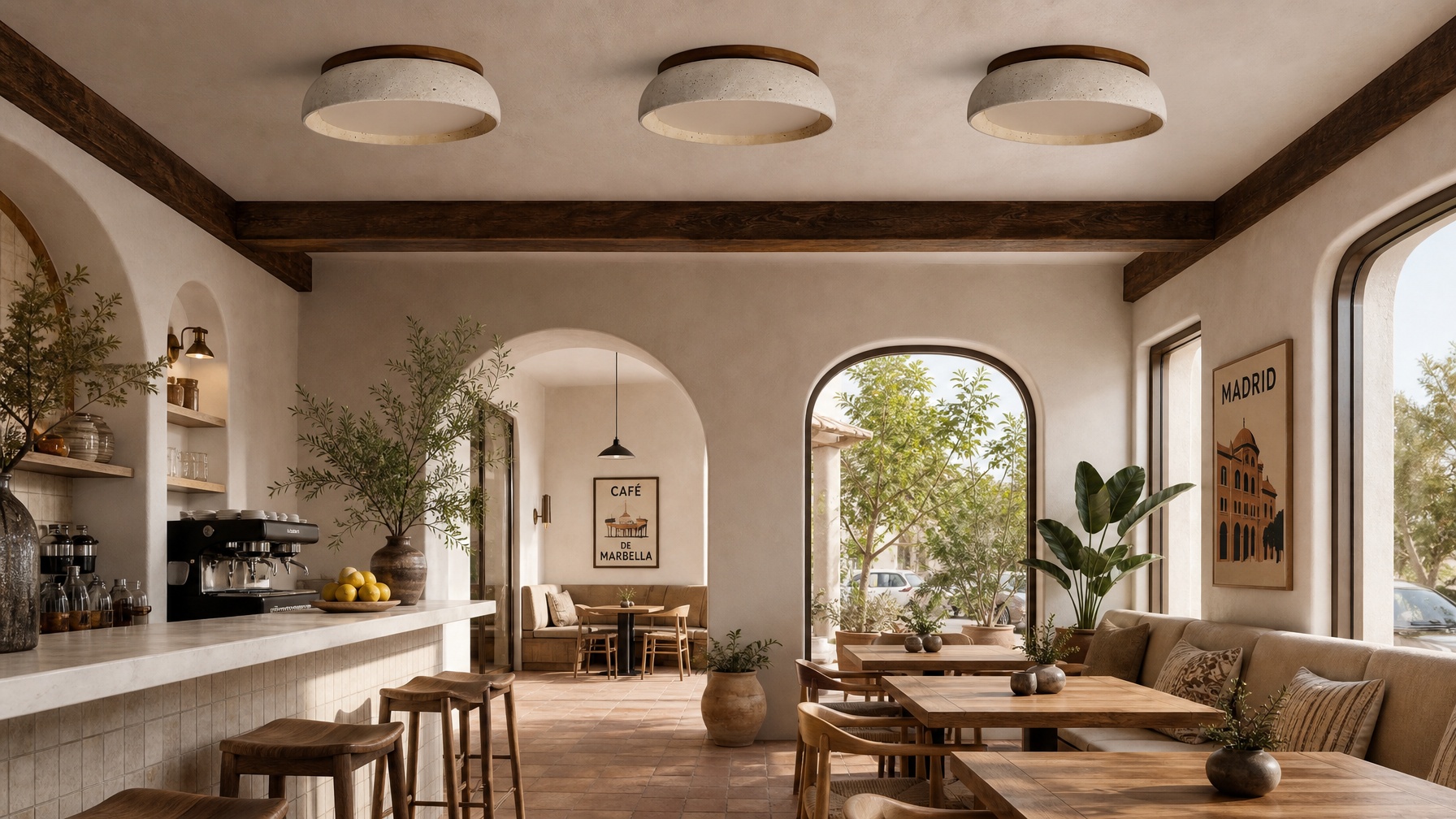 Travertino escandinavo claro en una escena de interior