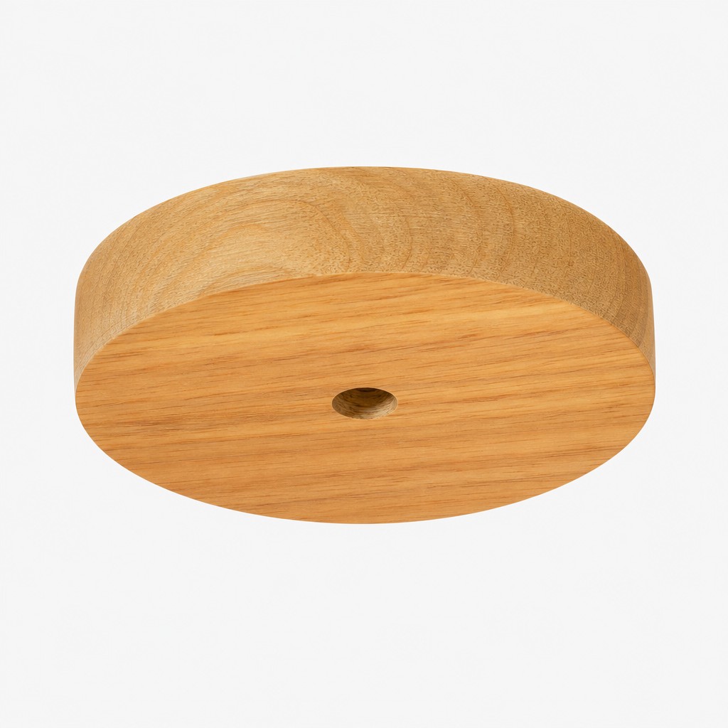 Detalle de base de madera de la lámpara Bauhaus