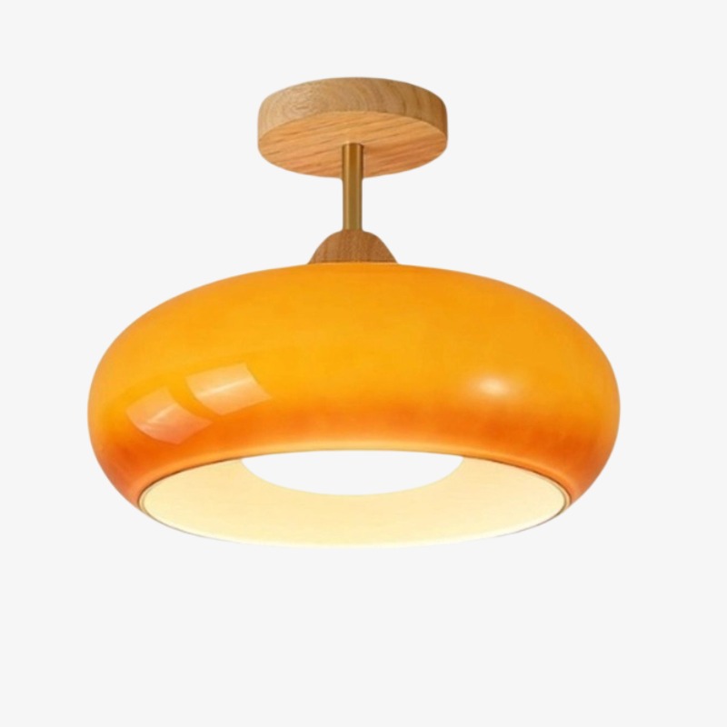Presentación frontal de lámpara Bauhaus naranja