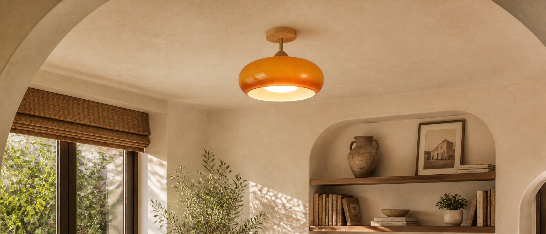 Lámpara de cristal retro Bauhaus en una habitación luminosa