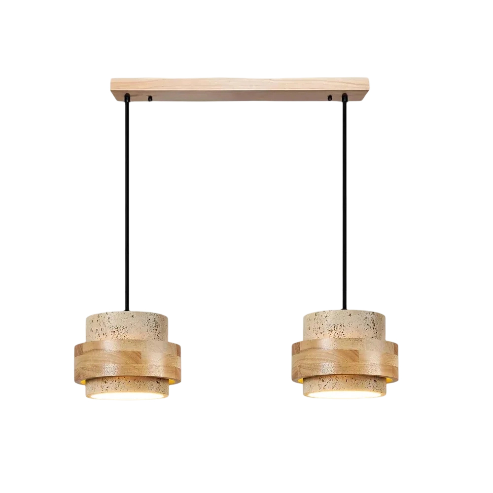 Lámpara de travertino con madera