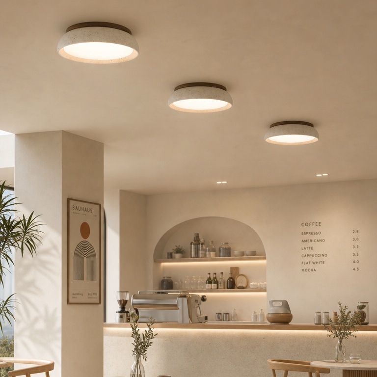 Interior con lámparas de travertino