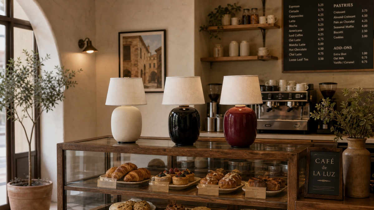 Lámpara de mesa Marie en una cafetería
