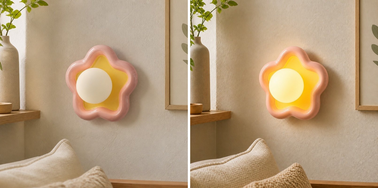 Comparación de iluminación del aplique Solna Star