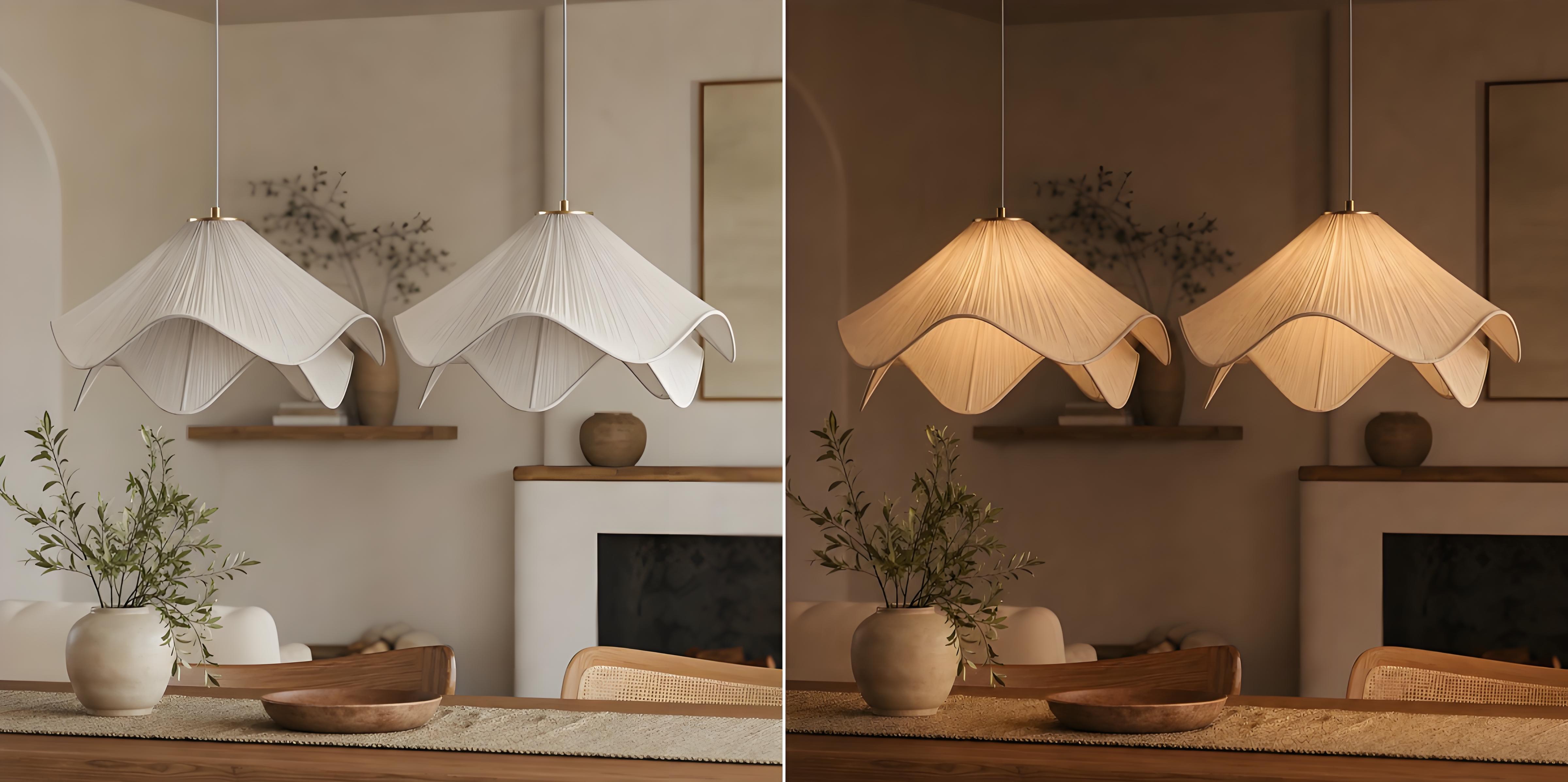 Comparación de iluminación con la lámpara apagada y encendida