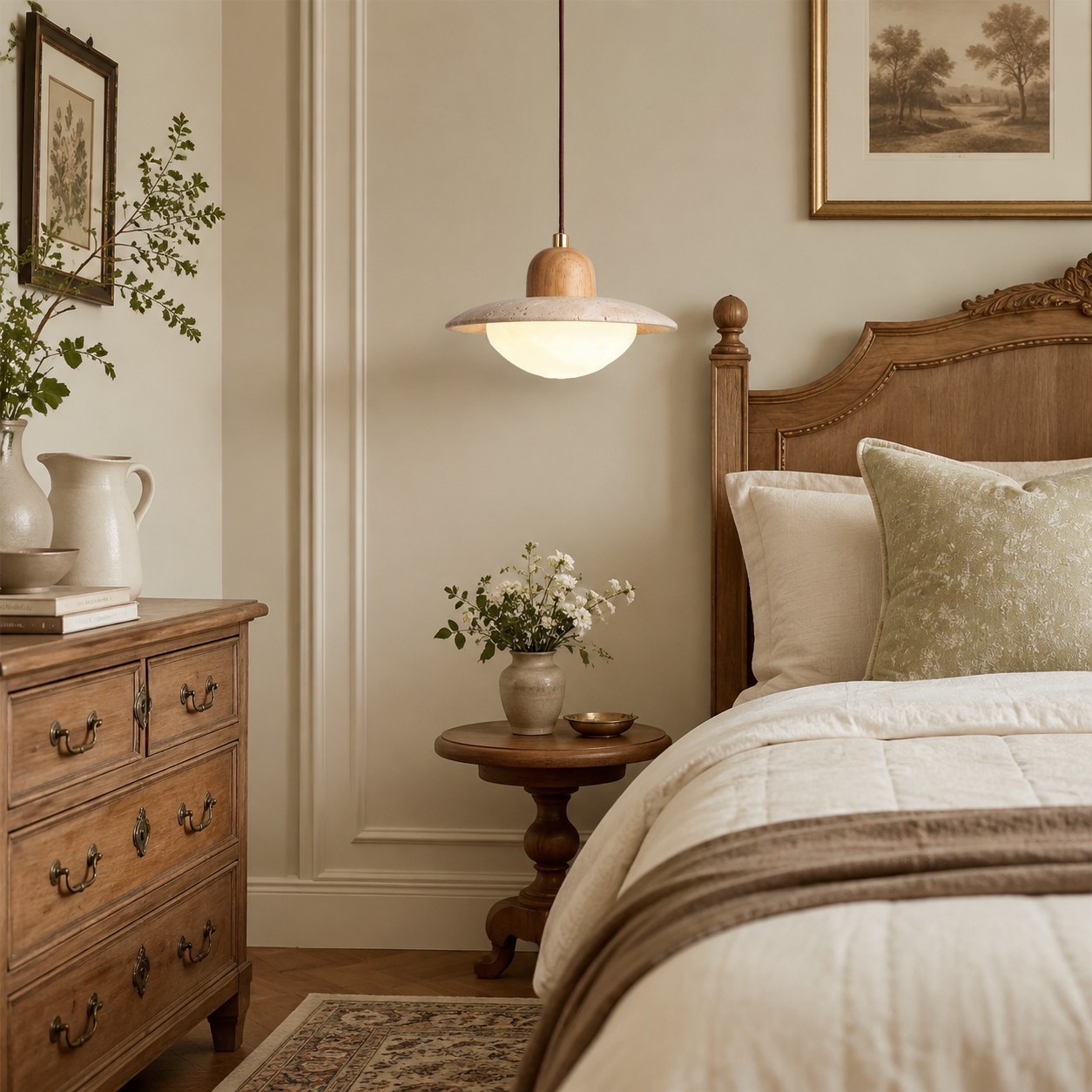 Estilo de lámpara colgante Brim en dormitorio