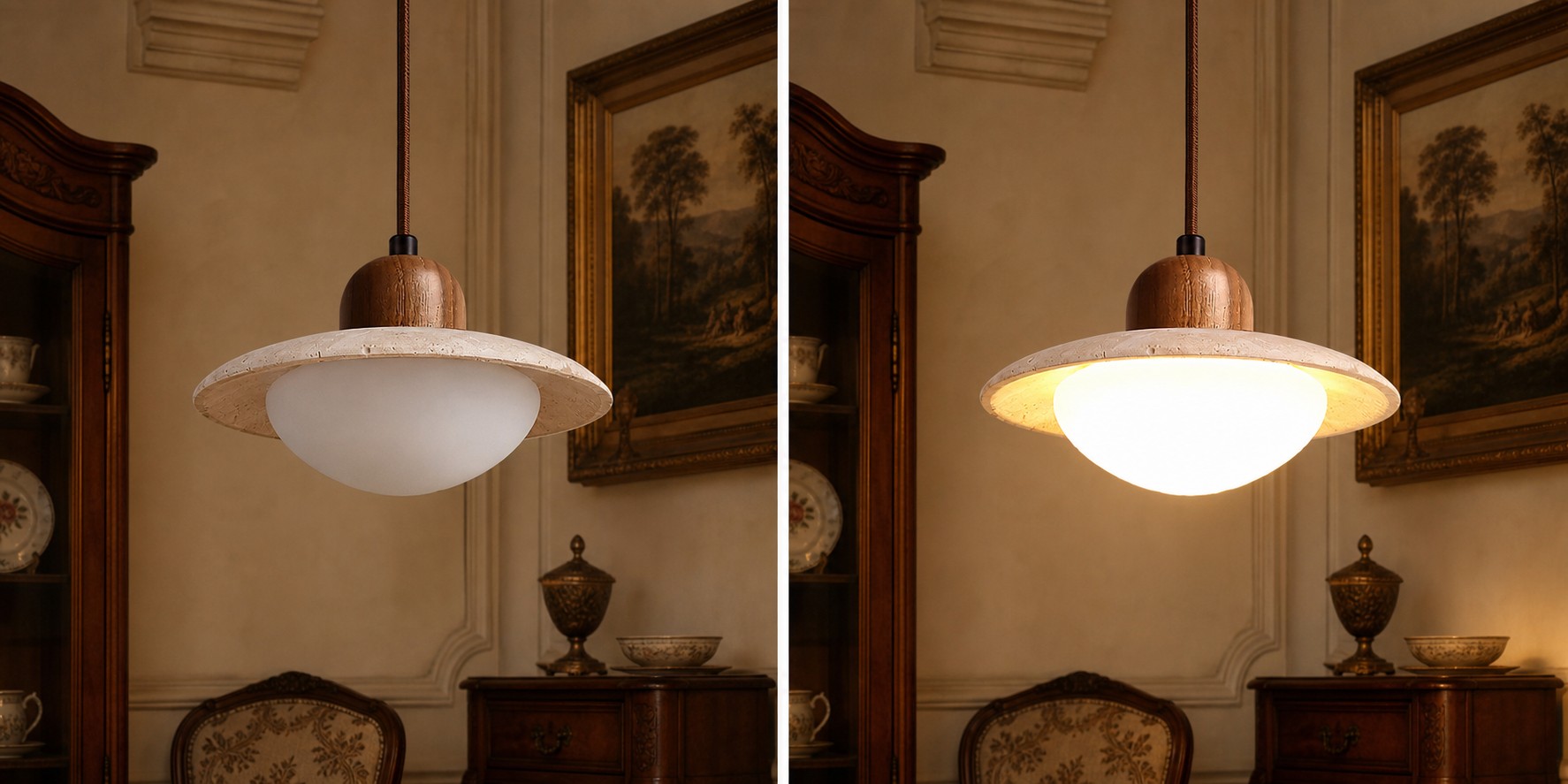 Comparación de iluminación de la lámpara colgante Brim