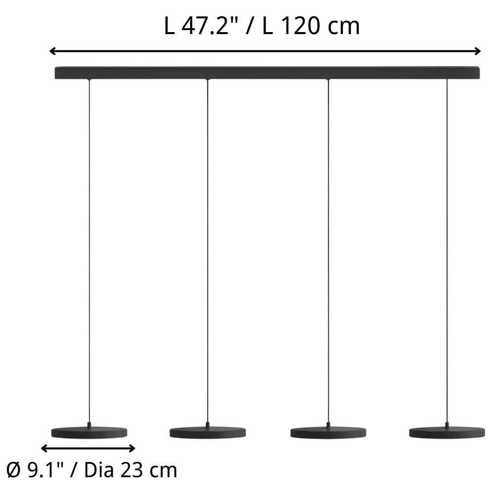 Tamaño del producto Feranox de cuatro luces