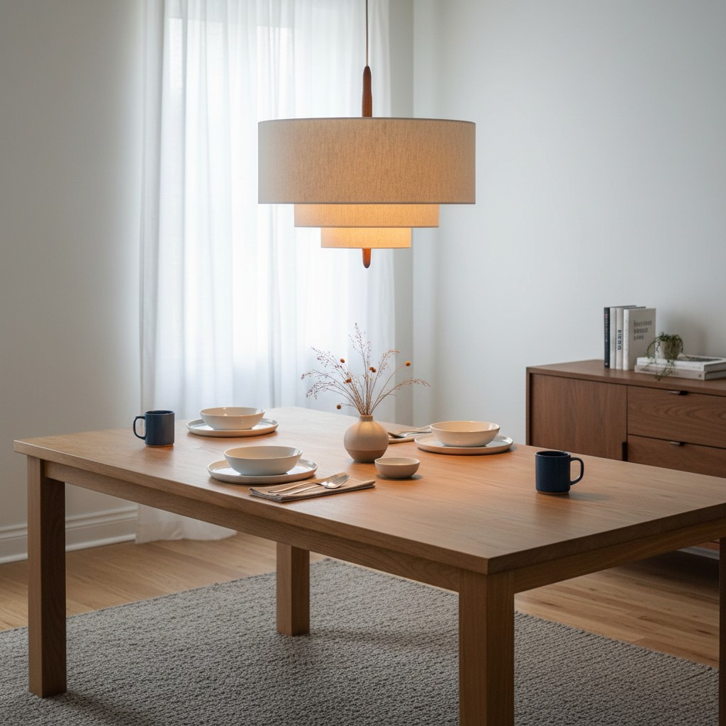 Wave Ladder Linen Pendant Lamp en hogar de cliente