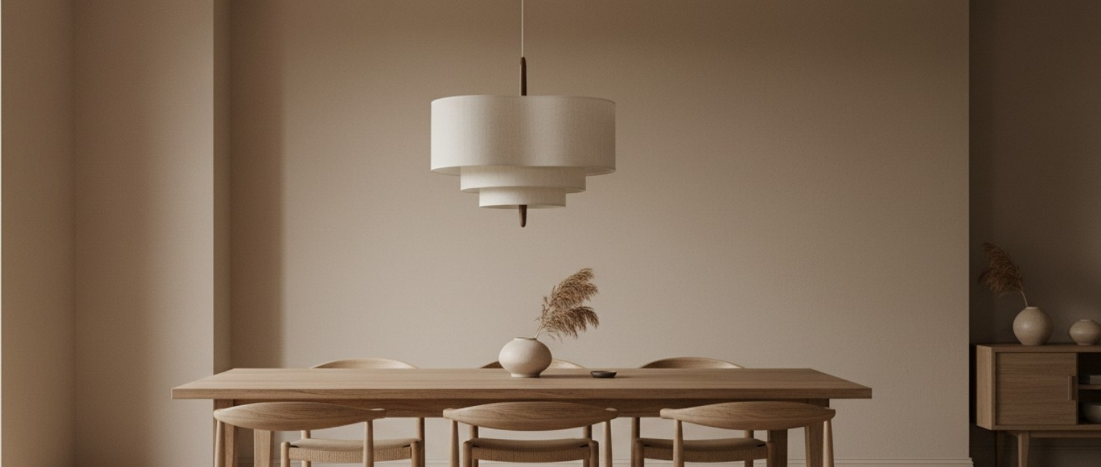 Wave Ladder Linen Pendant Lamp en comedor