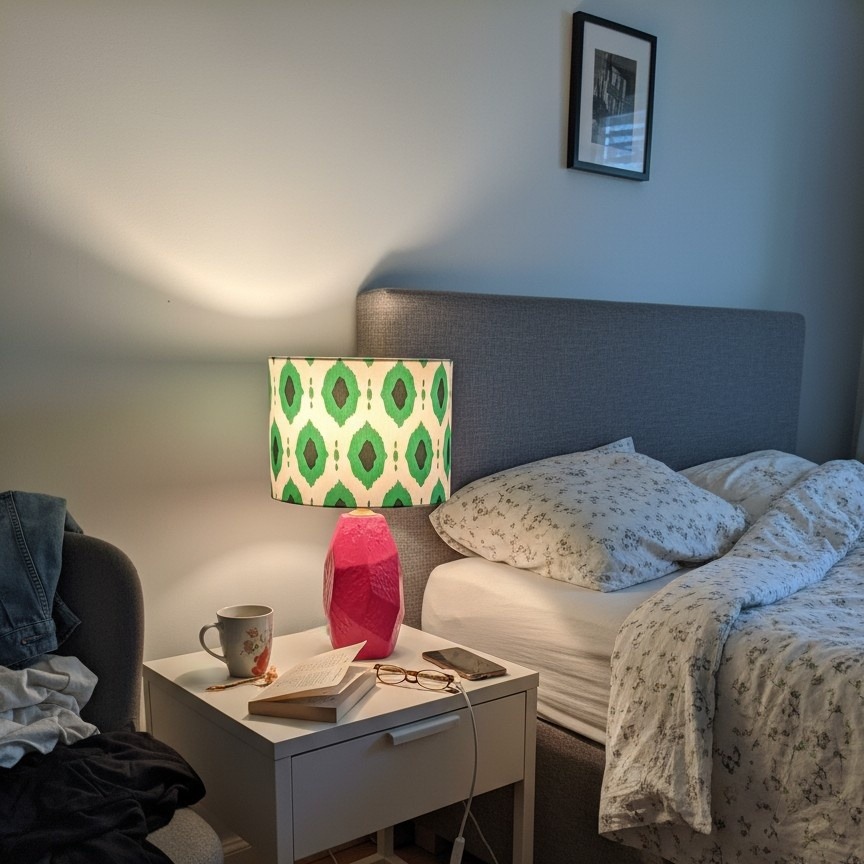 Lámpara Arivane en dormitorio con luz ambiental