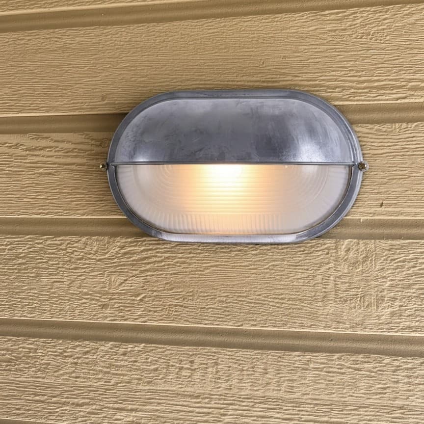 Customer installation of Docka silver outdoor wall lamp