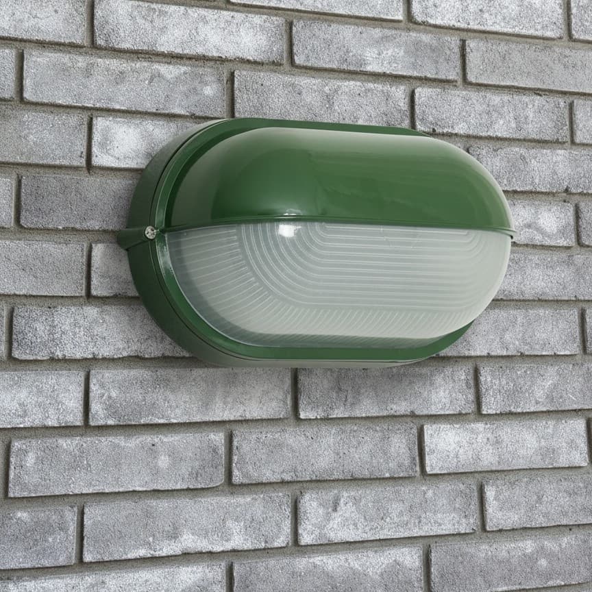 Customer installation of Docka green outdoor wall lamp